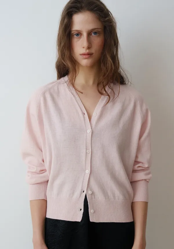 CASH MERINO V-NECK CARDIGAN_BABY PINK_OF1C2XCD01PKB