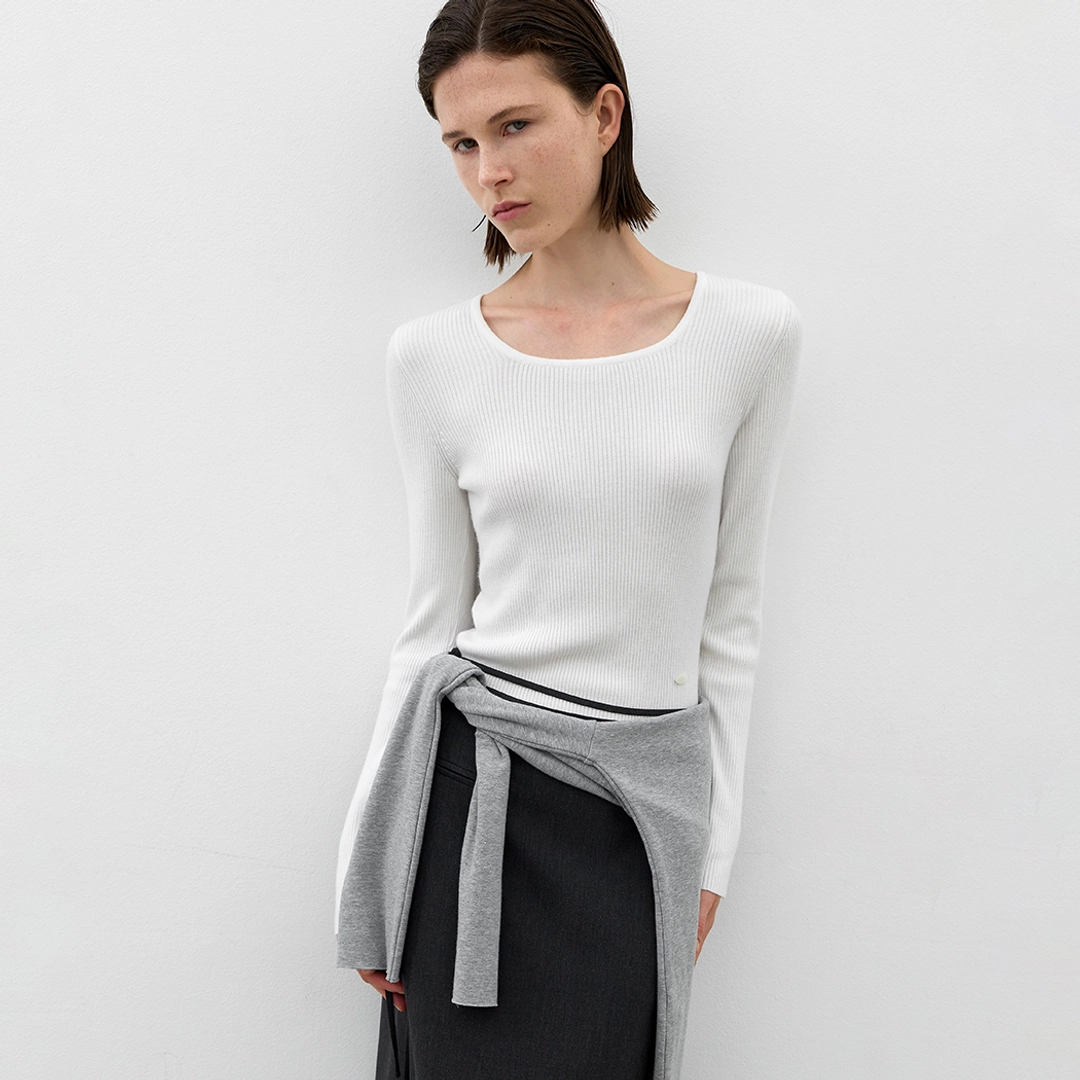 아뜰리에 나인 (Z-T-7129)ESSENTIAL SQUARE NECK RIBBED KNIT 상품 이미지 2