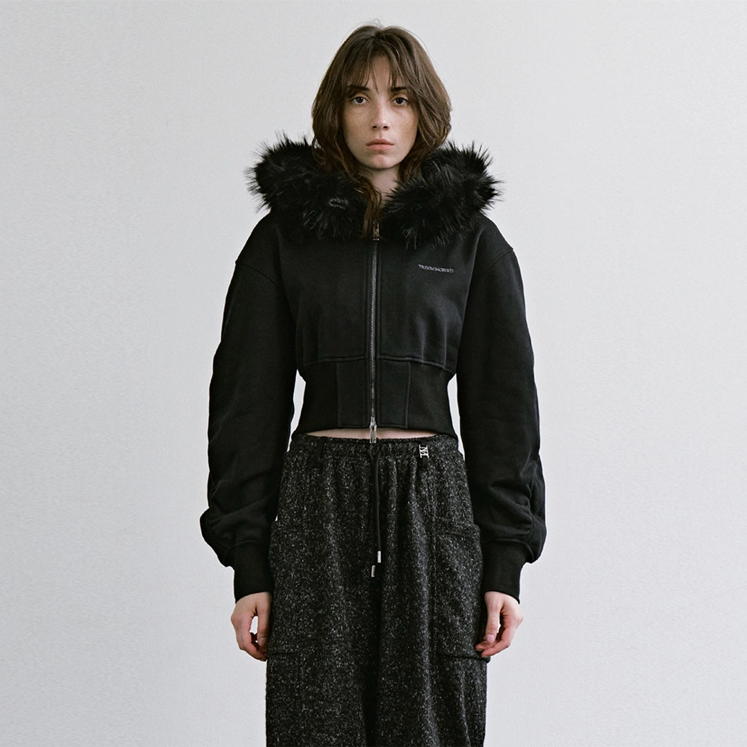 트리밍버드 Fur-Trim Hooded Zip-up [ Black ] 상품 이미지 2