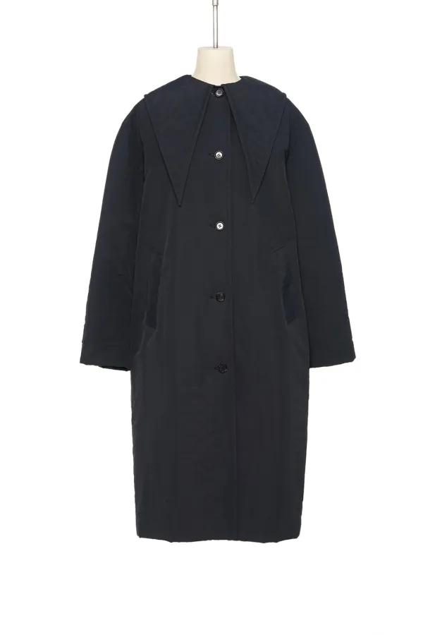 FW25 UNDERLINE BLACK SCARF COLLAR SINGLE COAT