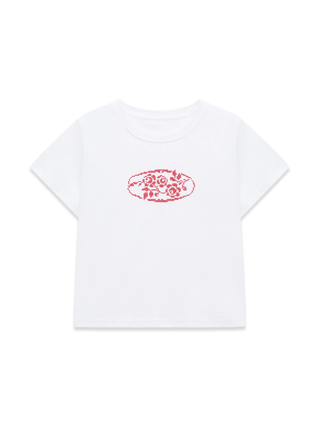 마가린핑거스 ROSE CROSS STITCH T-SHIRT (WHITE) 상품 이미지 1