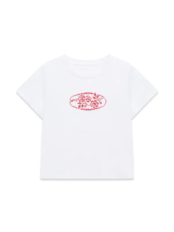 ROSE CROSS STITCH T-SHIRT (WHITE)