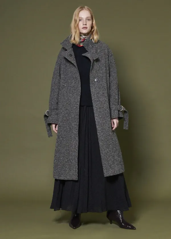 BUCKLE WOOL COAT _CHARCOAL