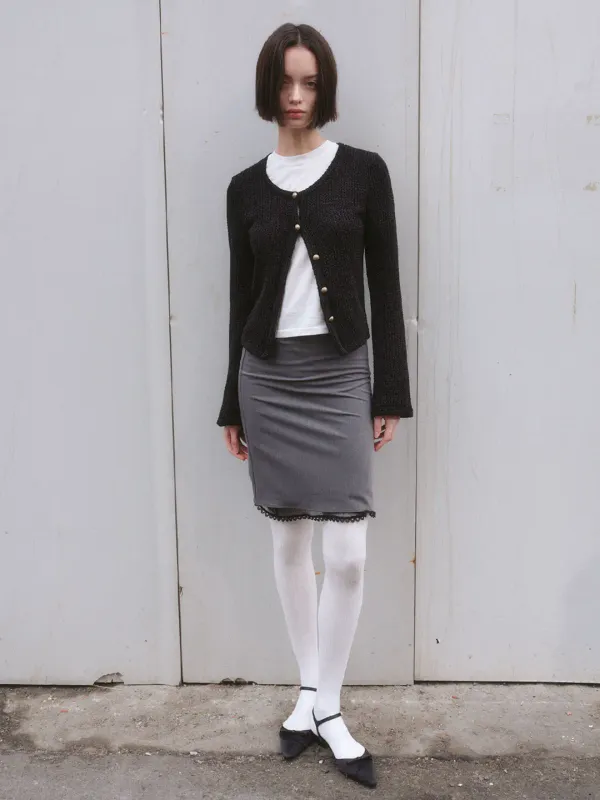 MONA LACE MIDI SKIRT_CHARCOAL