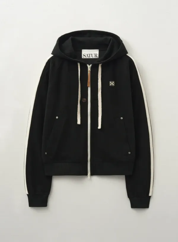 Lawton Loose Fit Hood Zip-up - Black