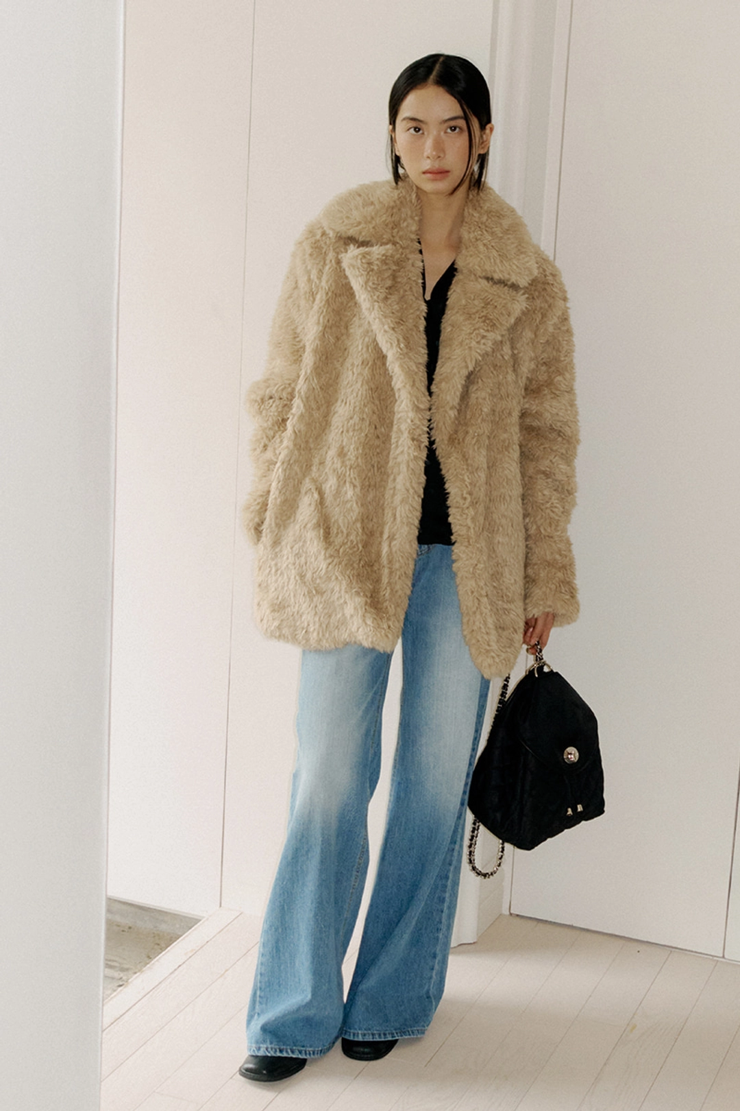 루시르주 fluffy fur Half Jacket (beige) 상품 이미지 1