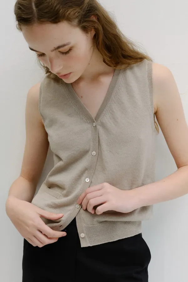 linen vest pullover (natural beige)
