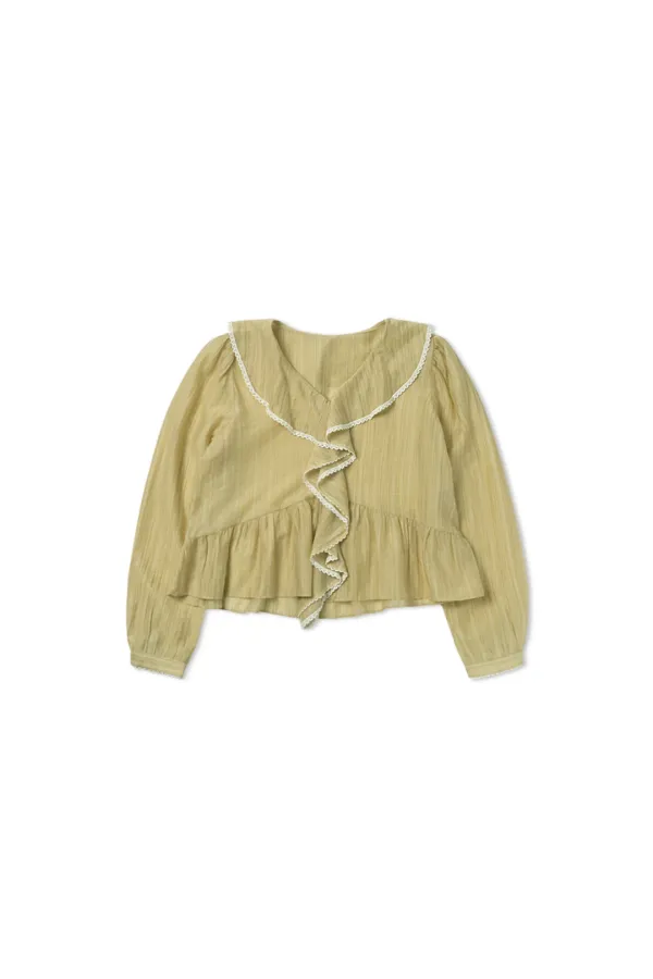 Open sheer blouse_mustard