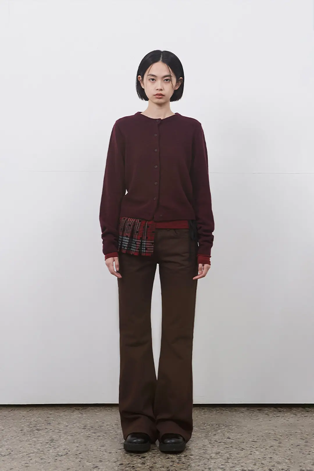 오헤시오 BASIC STANDARD CARDIGAN, BURGUNDY 상품 이미지 2