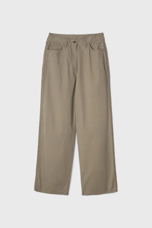 Washed Cotton Pants (Beige)