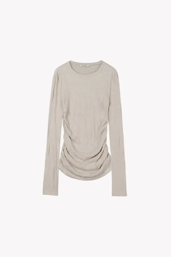 Riga Shirring Long Sleeve Tee (Beige)