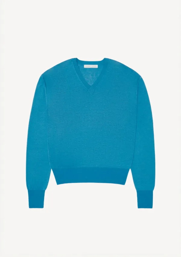Light V-Neck Knit in Blue