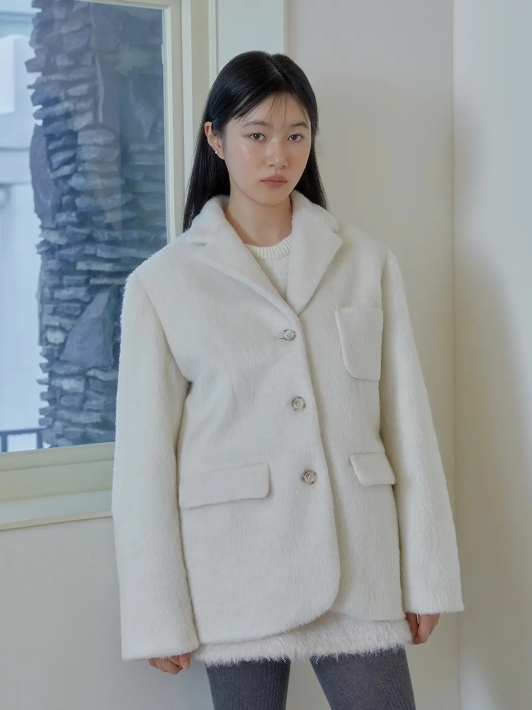 마가린핑거스 HAIRY WOOL JACKET (IVORY) 상품 이미지 2