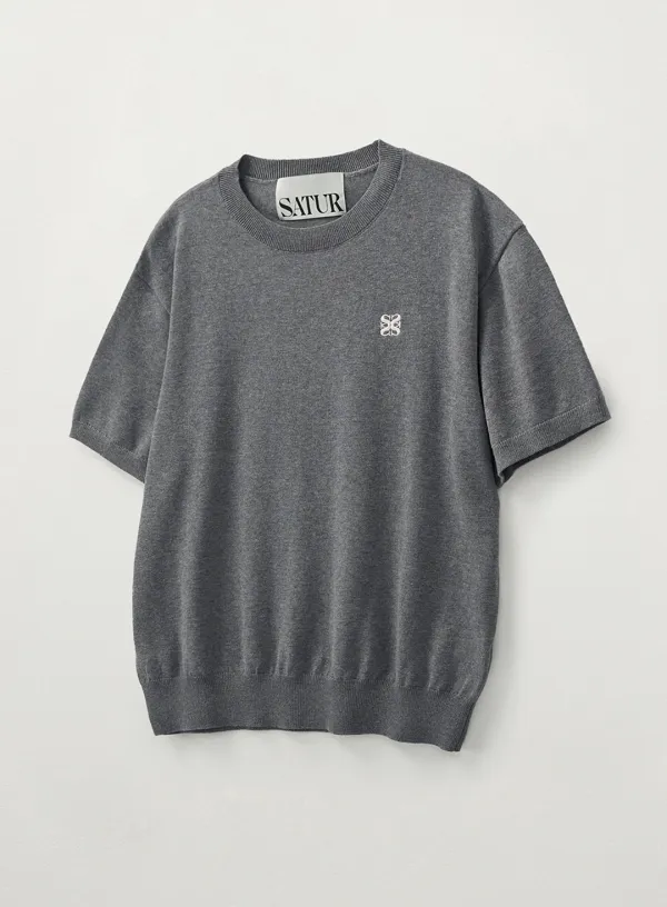 Classic Crew Neck Half Knit - Melange Gray