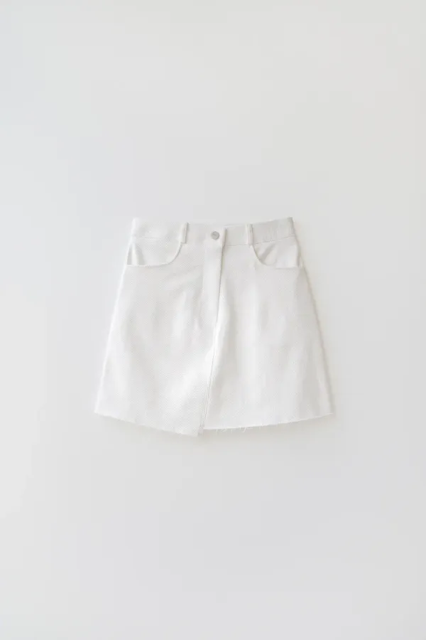 Cotton twill mini skirt (white)