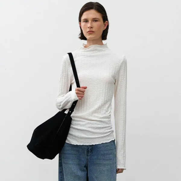 (T-7097)ISLA UNBAL LACE SHIRRING TEE