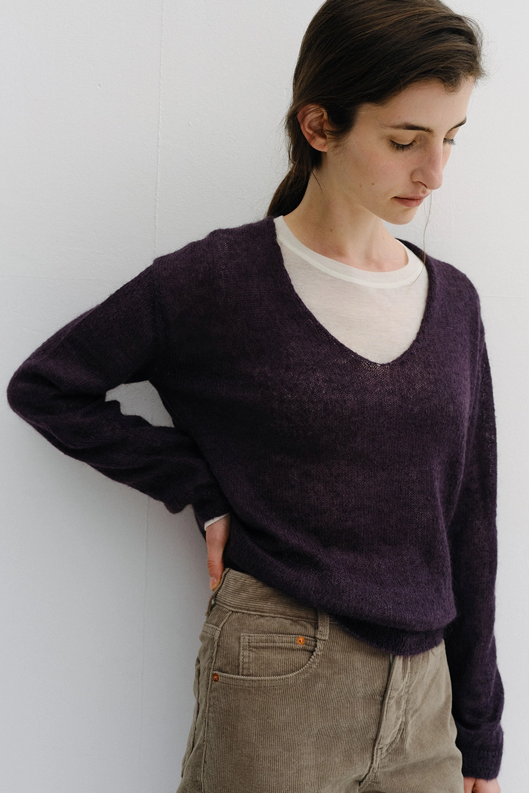 블랭크공삼 royal kid mohair v-neck pullover (purple) 상품 이미지 1