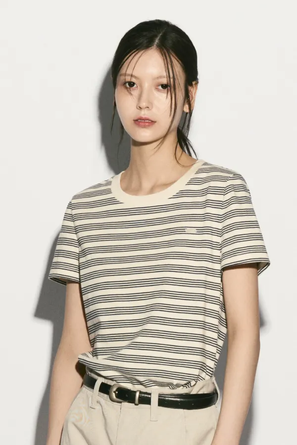LOGO STRIPED T-SHIRT IVORY