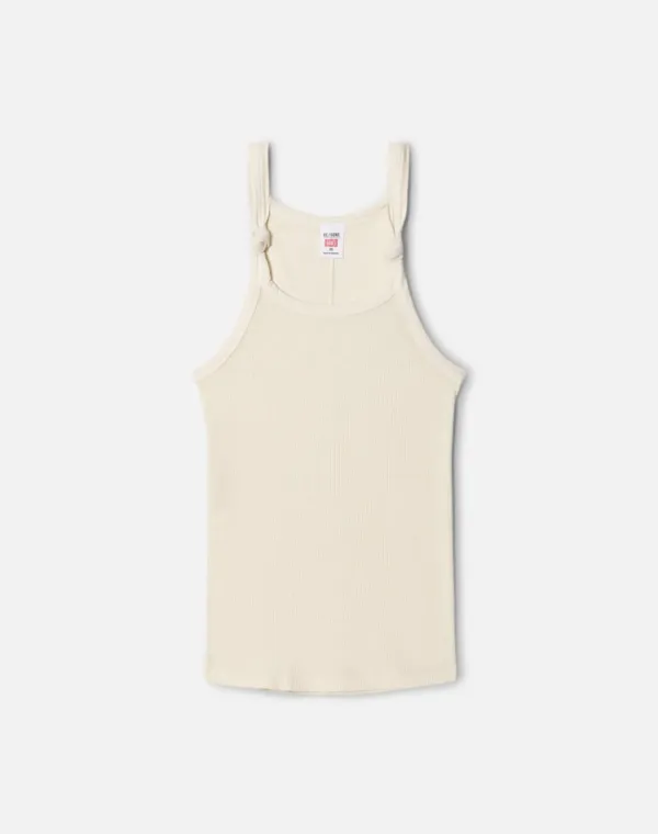 Knotted Ribbed Tank - Vintage White