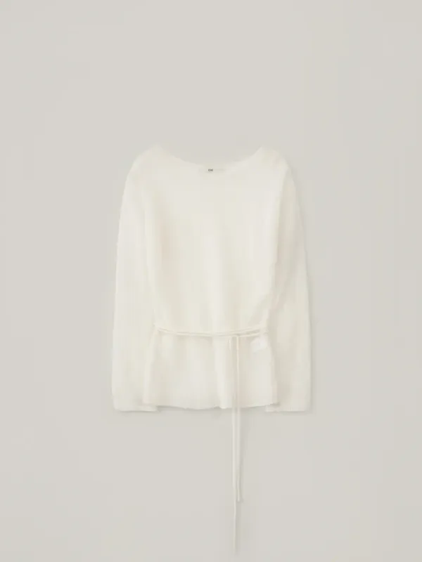 Kid Mohair Long Sleeve Knit - Ivory