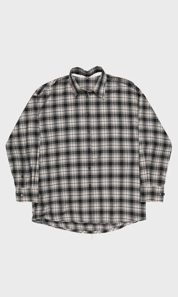 Open-Back Check Shirt_Black