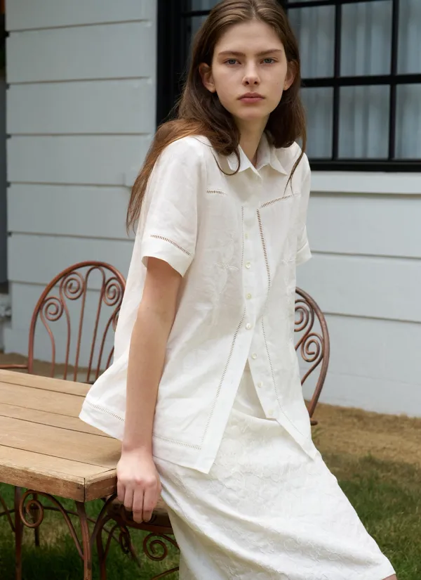 [6/5 예약배송] Joseph Embroidered Linen Shirt (Ivory)
