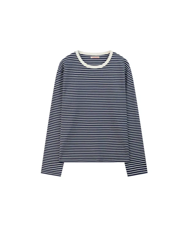 A3546 스트라이프 라운드 티셔츠_Navy