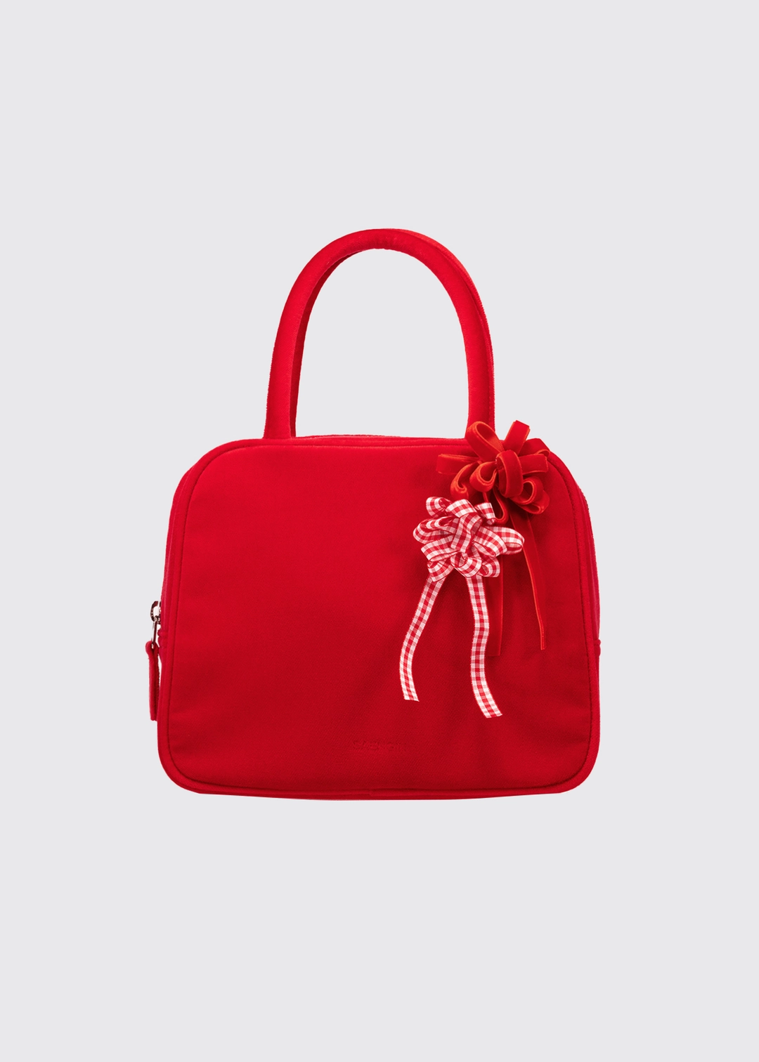 생긴 COTTON VELVET BROOCH HAND BAG - RED 상품 이미지 1