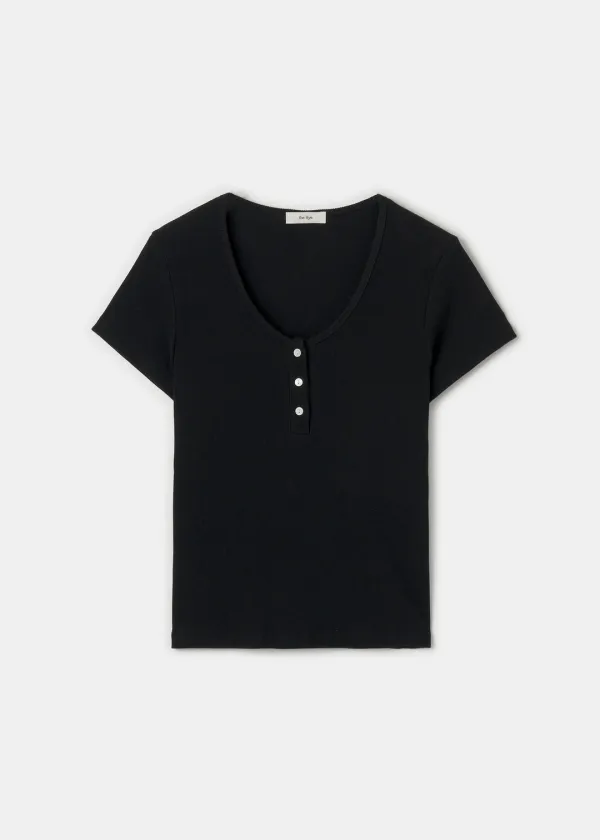 Half Button T-shirt(Black)