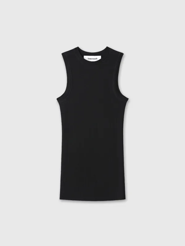 (W) WOOL CASHMERE RIBBED TANK TOP_ BLACK