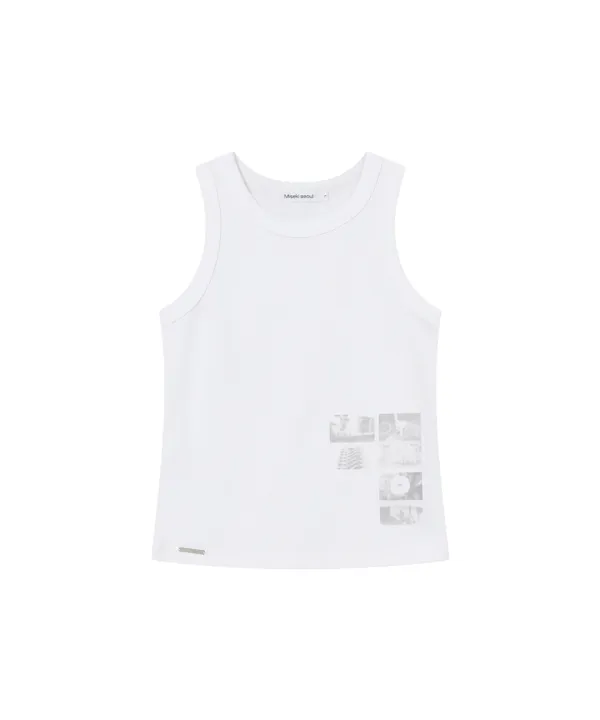 Photo album graphic sleeveless WHITE