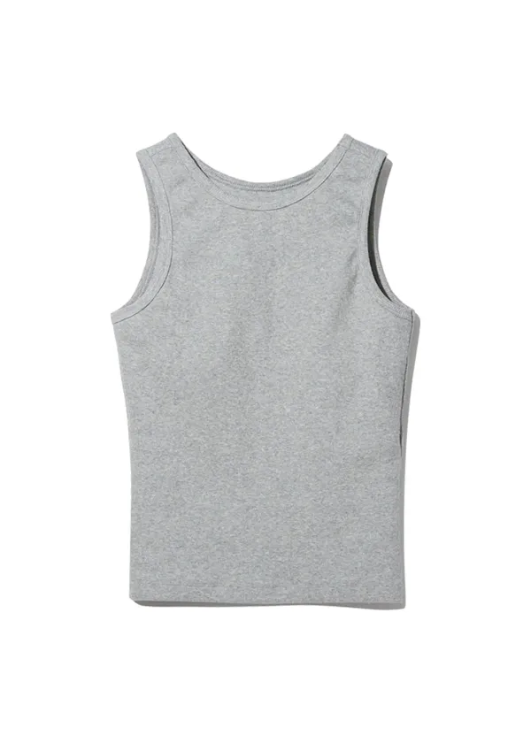 COY RIBBED SLEEVELESS TOP [BEGIE, GRAY]