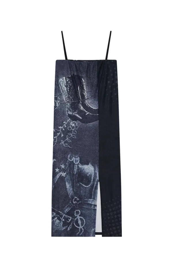 COWGIRL PRINTED DRESS (BROWN)