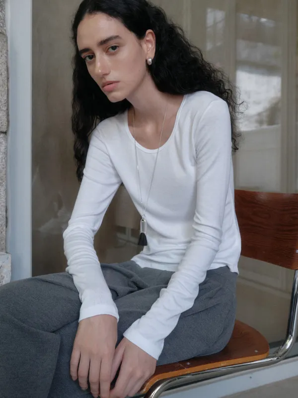 NORA BASIC U-NECK T-SHIRT_IVORY