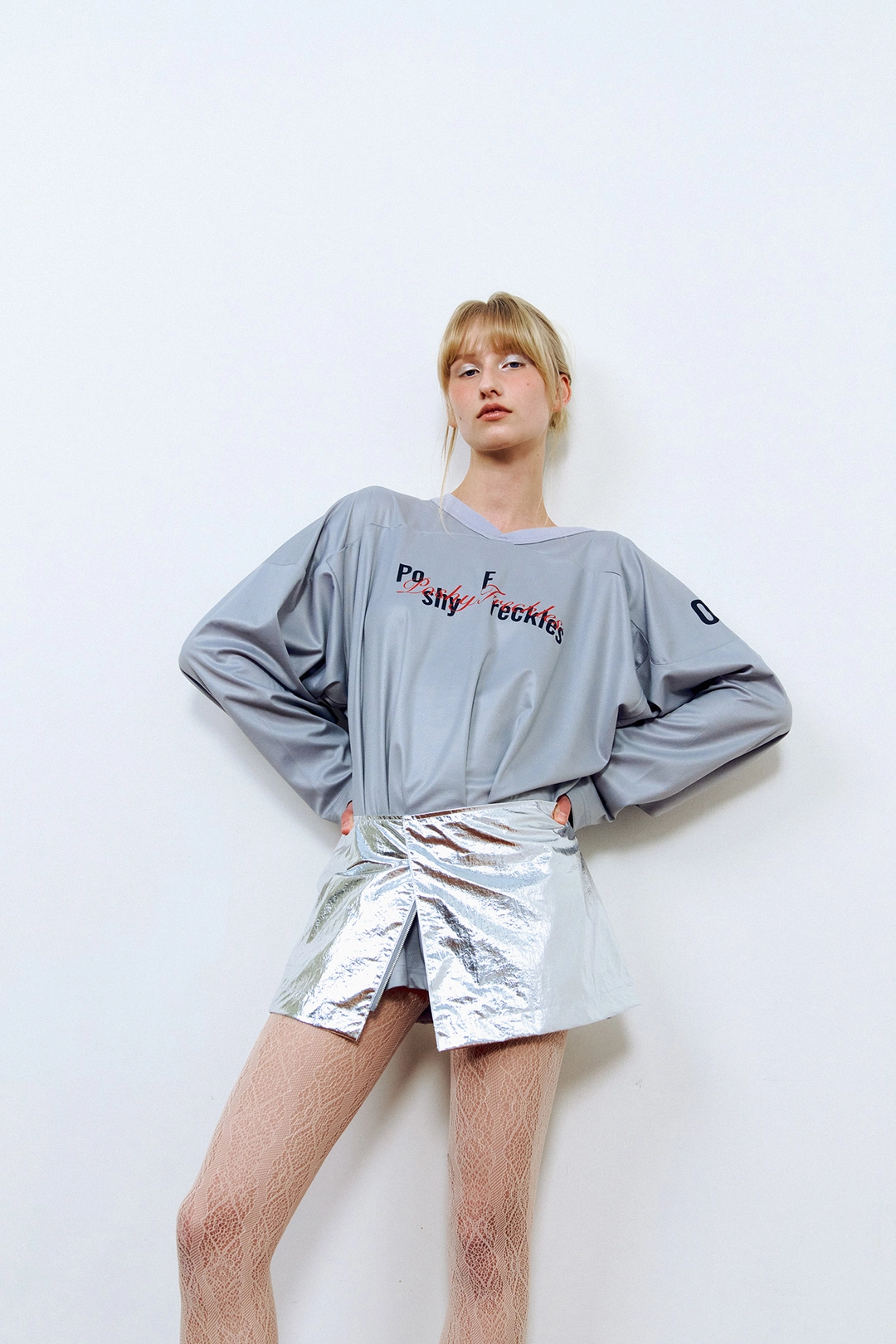 포지프레클즈 Metalic Wrap Skirt_Nebula Silver 상품 이미지 2