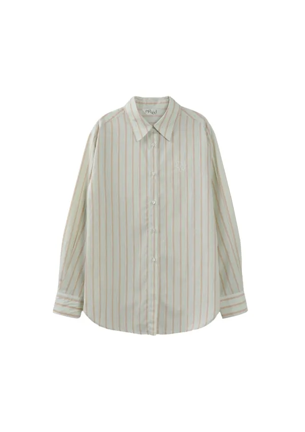 Mused Joie Volume Logo EMB Shirts - Mint Stripe