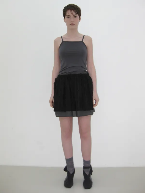 RIPPLE LAYERED SKIRTS, BLACK