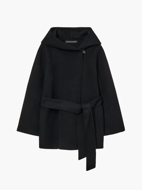 HALF-BELTED HANDMADE COAT_black