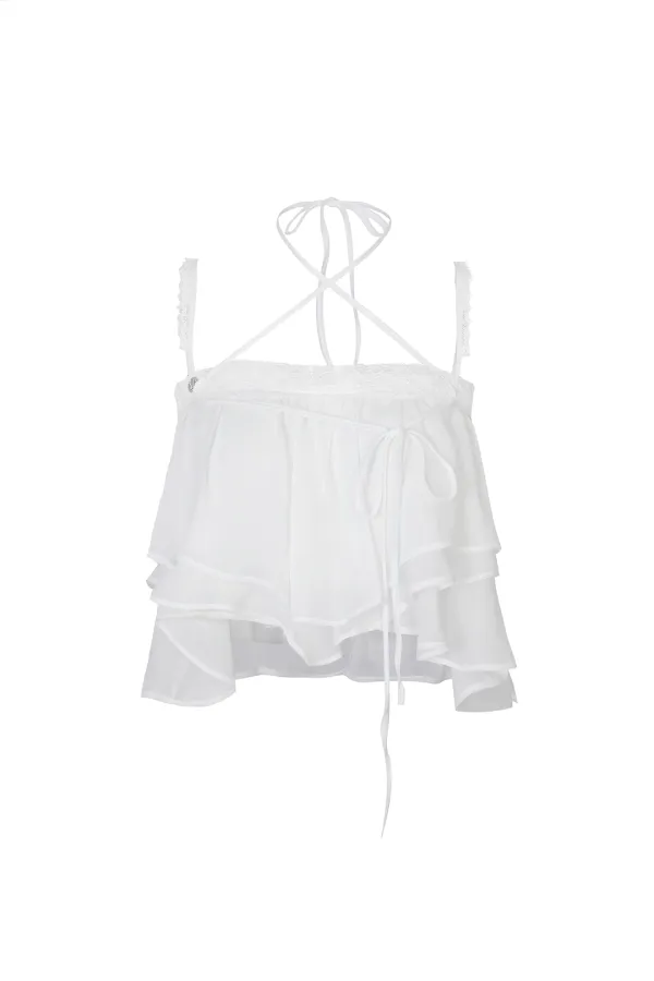 MERMAID FRILL TOP white