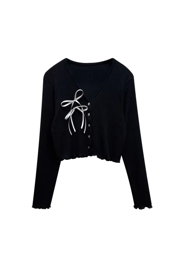 LUCID RIBBON CARDIGAN / BLACK