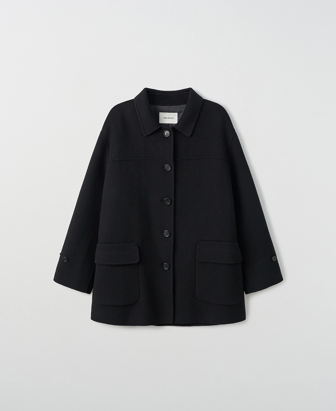 스텝어라운드 Wool Handmade Mid Coat_BLACK 상품 이미지 2