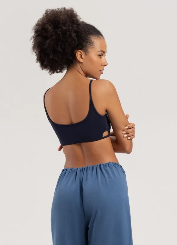 Side cut bra top_Evening Blue