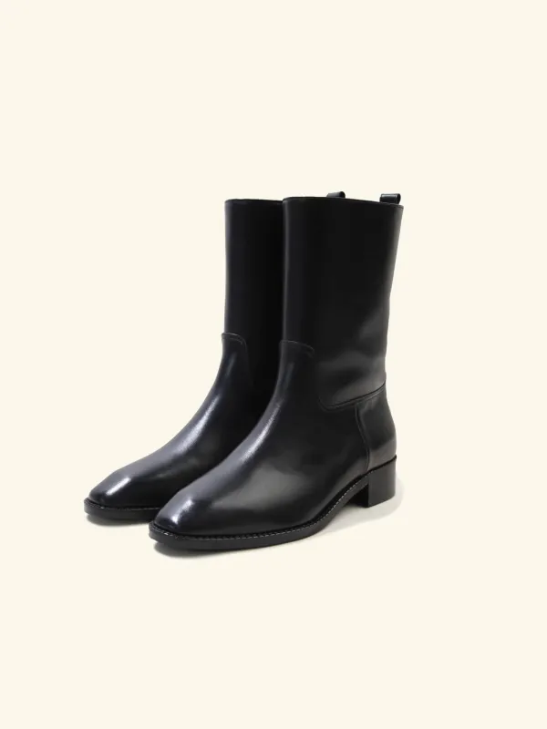 [바로배송] Welt midi boots / 블랙