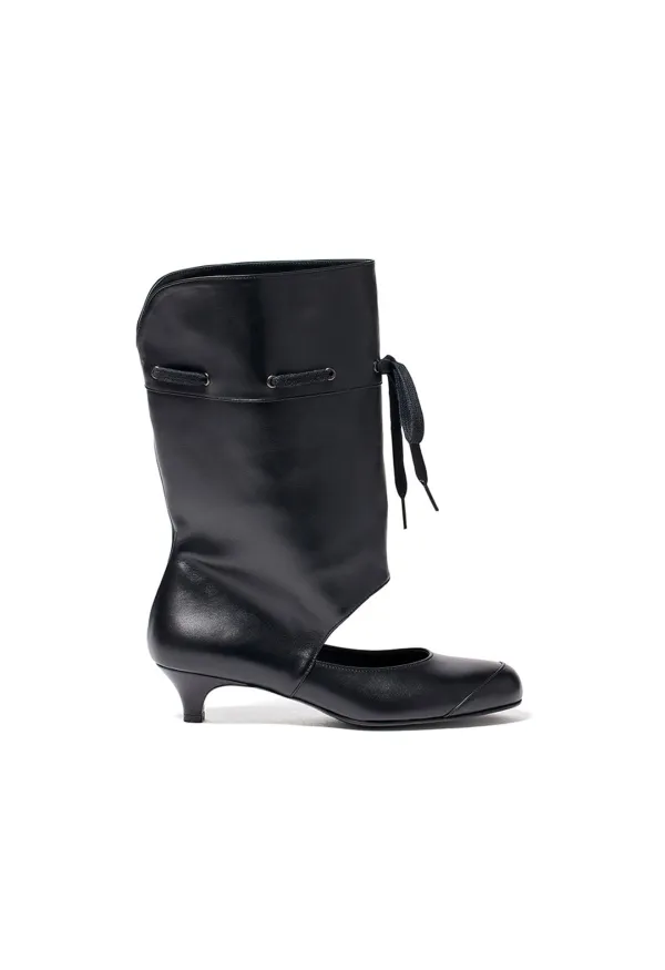 SLOUCHY CUT-OUT HEELS, BLACK