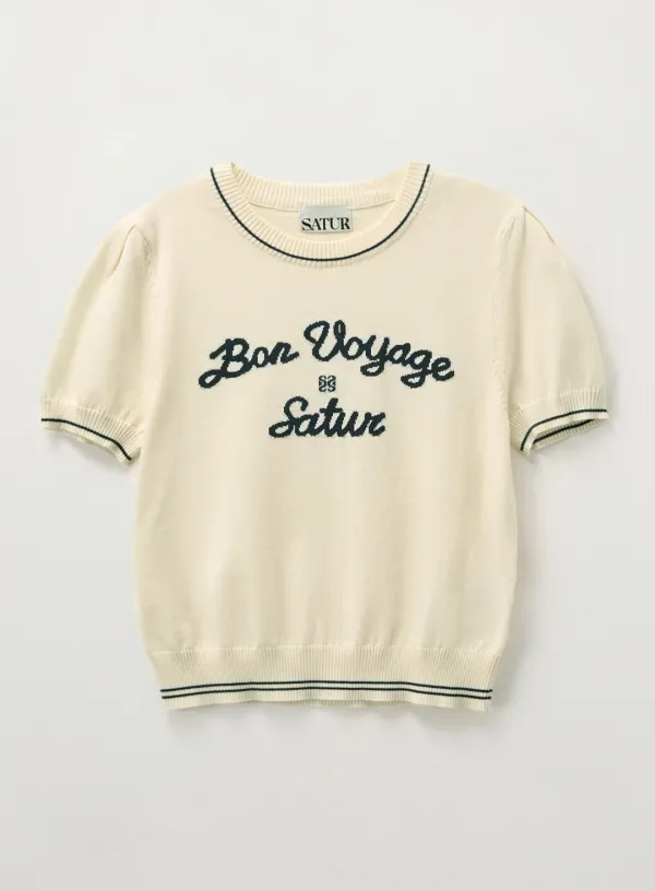 (W) Bon Voyage Puff Knit - Cream Navy