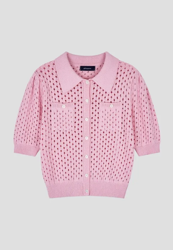 Hole in twide knit Pink