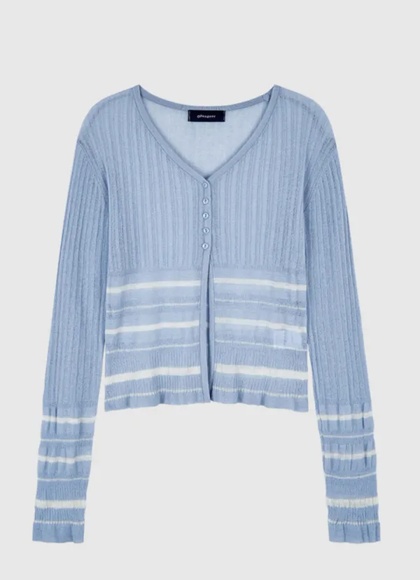 Texture slim cardigan Blue