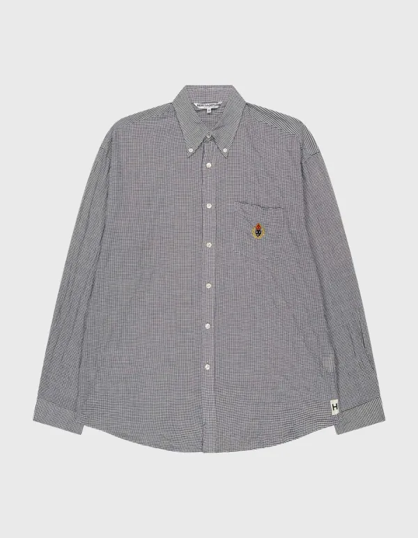 CREST WASHED SHEER CHECK SHIRT / Black