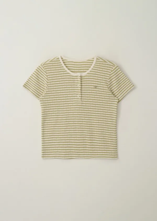 DAISY BUTTON T-SHIRT (olive stripe)