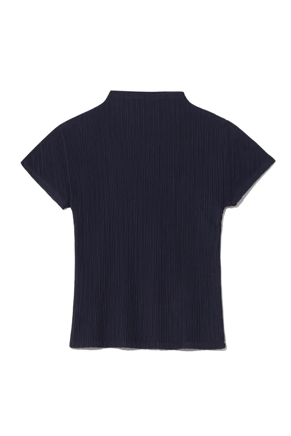 [예약배송 6/16] AUBE PLEATS MOCKNECK TOP [NAVY]